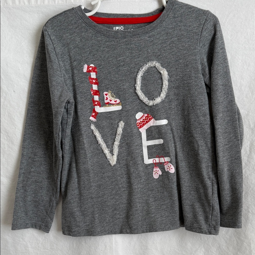 Epic Threads Girls Gray Long Sleeve 'Love' Shirt